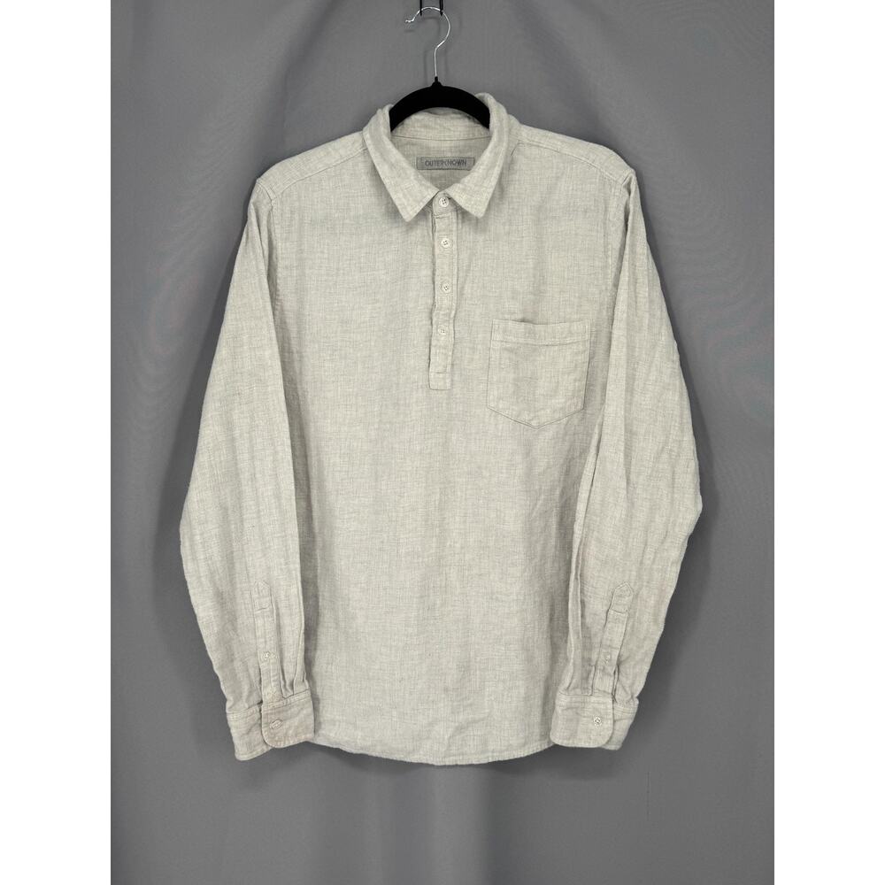 Outerknown Shirt Mens Large Gray Flannel Long Sleeve Pullover Organic Cotton